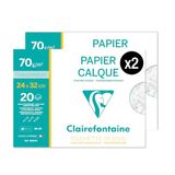 Clairefontaine 96872AMZC - Een set van 2 Schoolpakken Tekenpapier - 20 Vellen Zeer Transparant Calqueerpapier - 24x32 cm 70/75g - Ideaal voor Technisch Tekenen