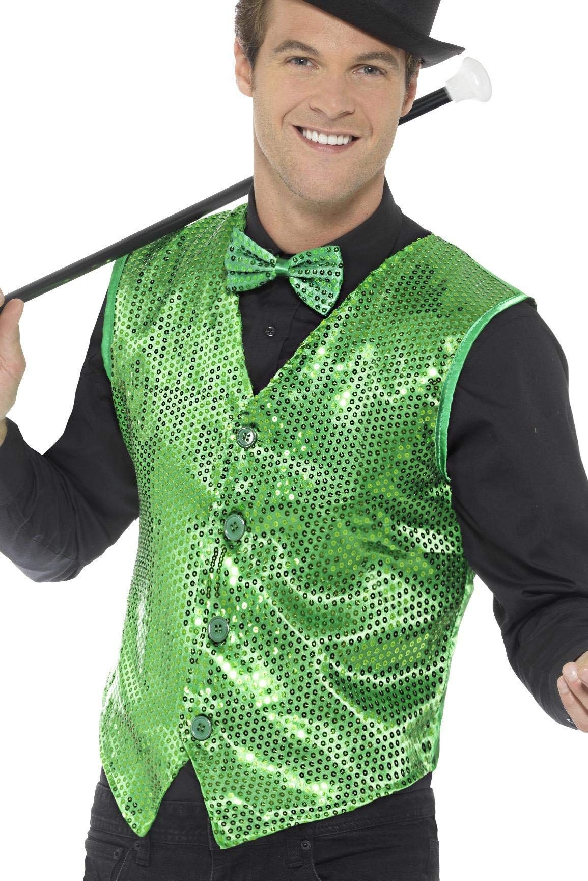 Smiffys Kostuum - Vest - Pailletten - Groen - L