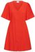 ICHI IHLIFANA DR2 Dames Mini Jurk Fiery Red Katoen V-hals Korte Mouw A-lijn Casual