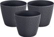 Prosperplast Set van 3x plantenpotten/bloempotten kunststof dia 16 cm antraciet grijs