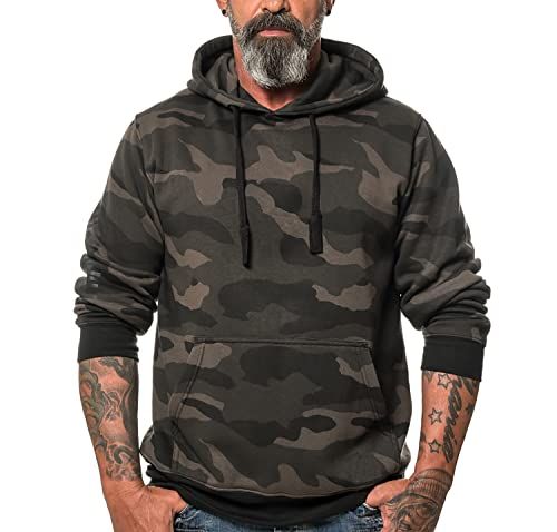 ROCK-IT Apparel Hoodie Workerhoodie met capuchon voor heren, maat XS-5XL, hoge kwaliteit en zeer zacht, vele kleuren, Donkere Camo, XL