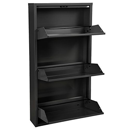 DONREGALOWEB Schoenenrek van metaal, 3 rijen, donkergrijs, mat, 103 x 50 x 15 cm