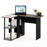 Furinno Abbott L-vormig bureau met boekenkast, Frans eiken/zwart