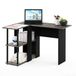 Furinno Abbott L-vormig bureau met boekenkast, Frans eiken/zwart