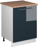 Vicco Keukenonderkast Fame-Line, Donkerblauw hoogglans/Wit, 60 cm 1 deur met werkblad