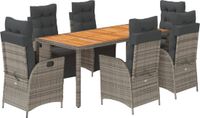 vidaXL 7-delige tuinset met kussens, grijs, polyrotan