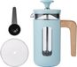 La Cafetière Pisa Cafetière en verre borosilicaté acier inoxydable manche en bois bleu ciel 3 tasses 350ml