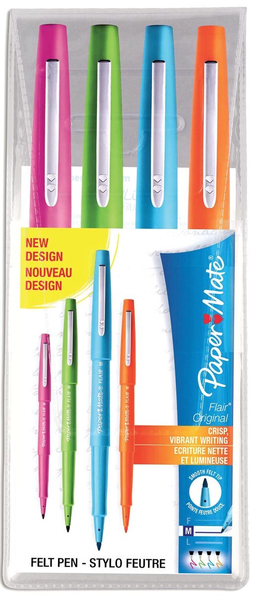 Paper Mate Flair Original - Fineliner - Etui met 4 stuks - Assorted Fun Colors
