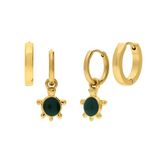 Lucardi Dames Stainless steel oorringen set schildpad voor dames - Oorbellen - Staal - Goudkleurig