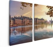 Artaza Canvas Schilderij Tweeluik Binnenhof Gebouw in Den Haag - 80x60 - Canvas Print