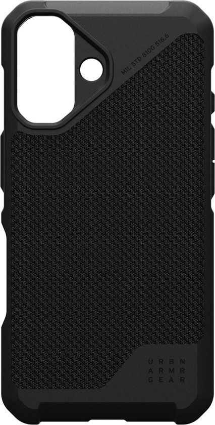 Urban Armor Gear Metropolis LT Hoesje Geschikt voor Apple iPhone 16 | Compatibel met MagSafe | Back Cover | Kevlar Zwart