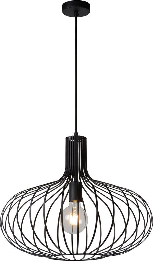 Lucide MANUELA Hanglamp - Ø 50 cm - Zwart - E27 - Dimbaar