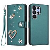 Étui portefeuille Samsung Galaxy S26 Ultra Cœurs et fleurs - Vert