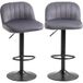 Lot de 2 tabourets de bar design contemporain avec repose-pieds hauteur réglable et pivotant gris