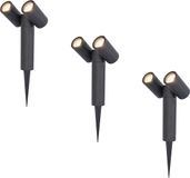 HOFTRONIC Set van 3 Pinero Dubbel LED Prikspots - GU10 - 8 Watt - 4000K Neutraal Wit - Zwart