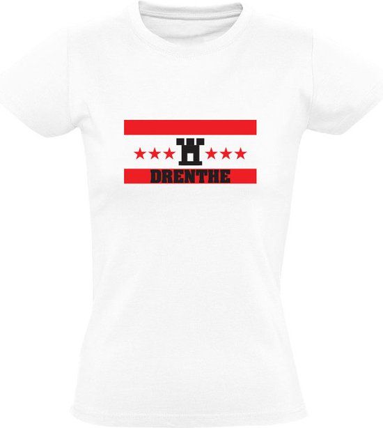 Drenthe Dames T-shirt - Wit - 4XL
