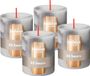Bolsius Marmer Stompkaars - Grijs - 4 stuks - 8 cm