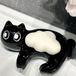 Merkloos Bac à savon en céramique avec évacuation - Ornements de chat - Porte-savon pour douche, salle de bain, cuisine - Plateau en céramique pour chat - Blanc