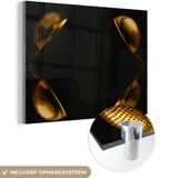 MuchoWow Glass Painting Black Gold - Tea Strainer - Gold - Black - Luxury - 40x30 cm - Photo on Glass - Living Room Decoration