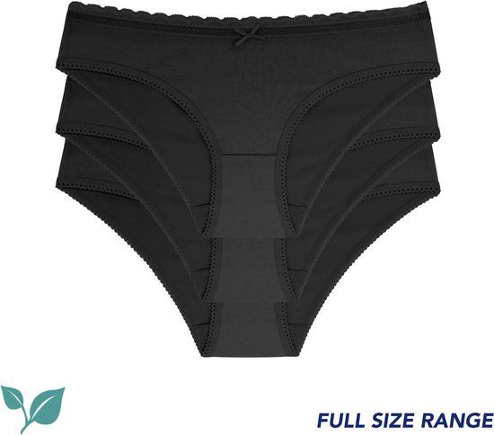 Dorina 3-pack dames onderbroeken katoen - Basic Naomi slips - Zwart - 3XL