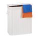 Merkloos / Sans marque Relaxdays 3x Wasmand Bamboe met Deksel - 2 Vakken - 95 Liter - Opvouwbaar - Wit