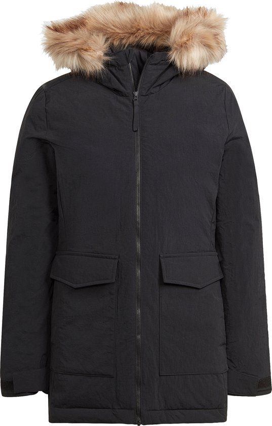 adidas Sportswear Hooded Fur Parka Dames Zwart S