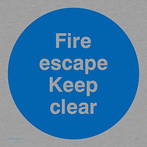 Viking Signs Viking Signs MA226-S15-MS "Fire Escape Keep Clear" Sign, Marine Grade roestvrij staal, 150 mm H x 150 mm W