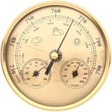 Merkloos Weerstation 3-in-1 - Barometer Thermometer Hygrometer - Goud