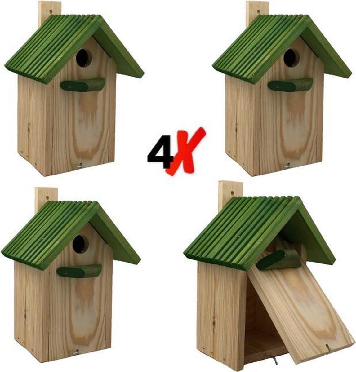 Garden Spirit Vogelhuisje Set 4 - 12 x 13 x 30 cm - Nestkast Koolmees