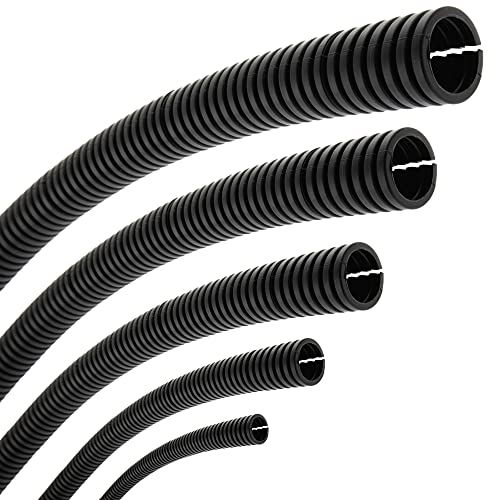 Seki Flexibele golfbuis binnen-Ø 17mm 2 meter sleuf open marterbescherming lege buis kabelbescherming kabelmantel - zwart