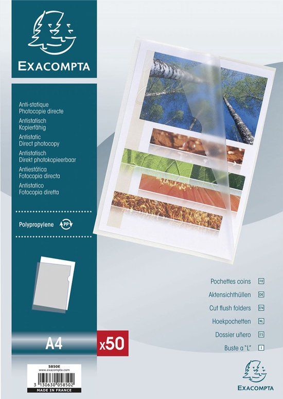 Exacompta L-map A4 Transparant PP (Polypropeen) 50 Stuks