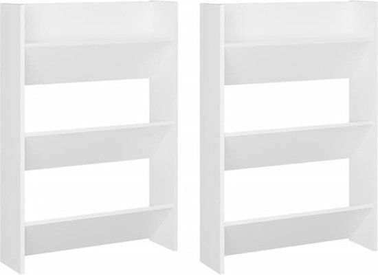 vidaXL Wandschoenenkasten 2 st 60x18x90 cm spaanplaat wit