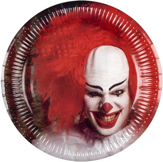 Boland Feestborden Horrorclown 23 Cm 6 Stuks