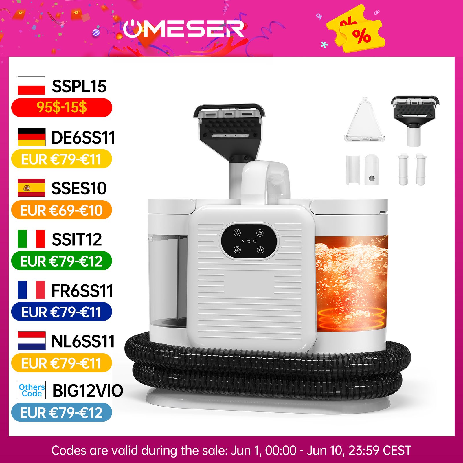 OMESER C988 1650W Stoomreinigingsspuitmachine