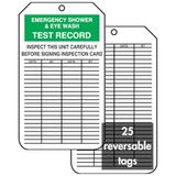 Accuform MGT207PTP Inspectie Record Tag, Legende "Emergency Shower & Eye WASH Test Record", 5.75" Lengte x 3.25" Breedte x 0.05" Dikte, RP-Plastic, Groen/Zwart op Wit (Pack van 25)