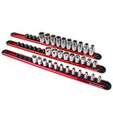 MichaelPro MP014001 3-delige aluminium socket organizer rail set - 1/4", 3/8-inch en 1/2-inch drive tool socket organisatoren houden 46 stopcontacten, zware socket opslag