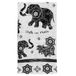 Karma KA1019 Boho zwart-witte theedoeken, katoen, olifant