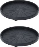 Pro Garden Plantentrolley - 2x - kunststof - donkergrijs - rond - D30 cm - 100 kilo