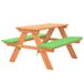 vidaXL Table de pique-nique pour enfants avec bancs 89x79x50 cm bois d'épicéa massif - marron