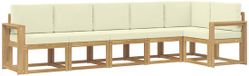 vidaXL - Hoek loungeset - 6 zitplaatsen - Wit en crèmekleurig - Polyester