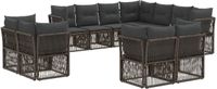 vidaXL Tuinbank - Set - 11 - st - Grijs - poly - rattan