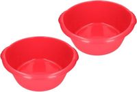 Merkloos Hega Hogar 2x Afwasteil / Afwasbak Rond Rood 25 Liter Kunststof