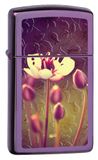 Zippo Stormaansteker, bloemen, slank hoogglans paars