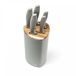 Husla Jeu de couteaux - 5 Pièces - Acier inoxydable - Bloc en bois - Gris/Argent
