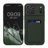 kwmobile telefoonhoesje geschikt voor iPhone 17 Pro Max - Hoesje met pasjeshouder - TPU case in donkergroen