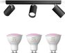 Philips Hue Idris Opbouwspot Zwart - 3 Lichtpunten - GU10 - Wit en Gekleurd Licht