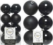 Kaemingk B.V. Set de 16x boules de Noël noires 4 cm / 6x boules de Noël 8 cm plastique mat/brillant