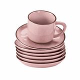 LOBERON Kopje en schoteltje set van 6 Biarré roze
