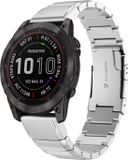 By Qubix Qubix Stainless Steel Link Strap - Silver - 26mm Quickfit - Compatible with Garmin Fenix 7X / 6X / 5X