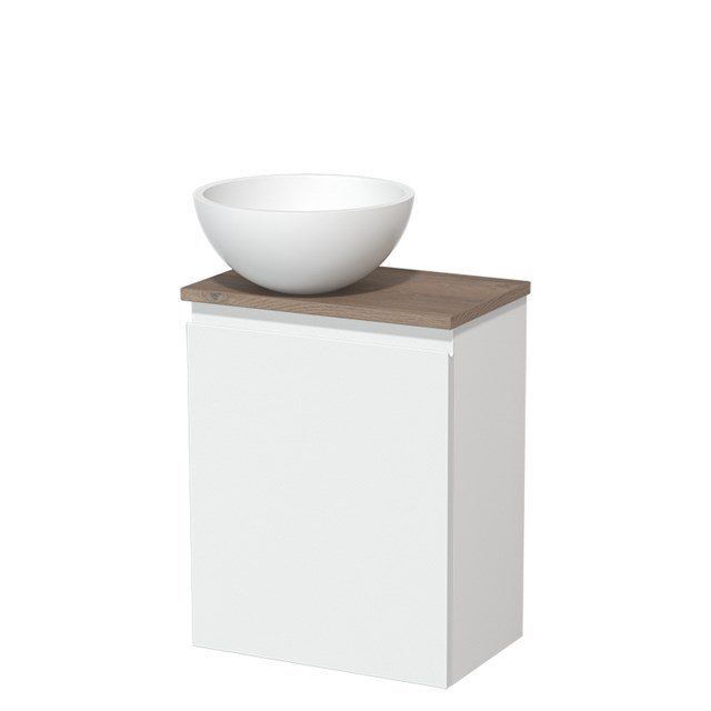 Maxaro Modulo Toiletmeubel 41 cm - Mat Wit - Middenbruin Eiken